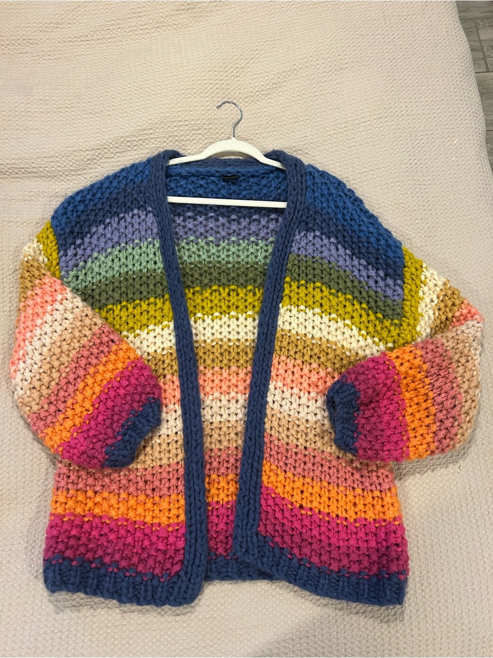 SAACHI Multicolor Striped Chunky Knit Open Cardigan